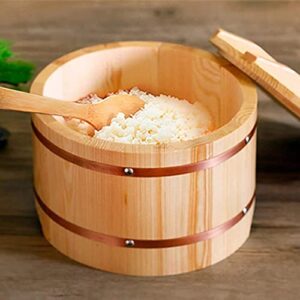 Wooden Sushi Rice Bowl with Lid, Hangiri Sushi Oke Sushi Rice Mixing Tub for Restaurant Home, Kitchen Goods Siz,24cm 9.4in