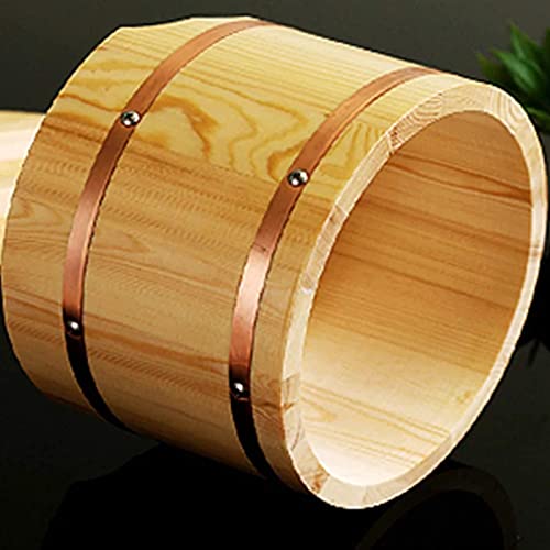 Wooden Sushi Rice Bowl with Lid, Hangiri Sushi Oke Sushi Rice Mixing Tub for Restaurant Home, Kitchen Goods Siz,24cm 9.4in