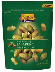 setton farms naturally seasoned pistachio kernels, jalapeno, no shell pistachios, certified non-gmo, gluten free, vegan and kosher, 5 oz resealable pouch