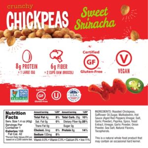 The Good Bean Crunchy Chickpeas - Sweet Sriracha - (10 Pack) 1.4 oz Packet - Roasted Chickpea Beans - Vegan Snack with Good Source of Plant Protein and Fiber