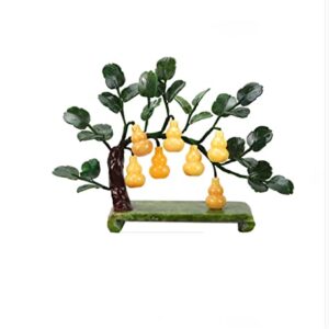 YXBDN Jade Fortune Feng Shui Gourd Potted Ornaments to Attract Wealth and Gather Wealth Living Room Wine Cabinet Decorations (Color : Gray, Size : 23 * 8 * 35cm)