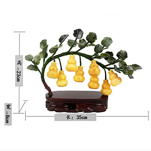 YXBDN Jade Fortune Feng Shui Gourd Potted Ornaments to Attract Wealth and Gather Wealth Living Room Wine Cabinet Decorations (Color : Gray, Size : 23 * 8 * 35cm)