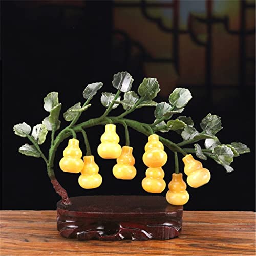 YXBDN Jade Fortune Feng Shui Gourd Potted Ornaments to Attract Wealth and Gather Wealth Living Room Wine Cabinet Decorations (Color : Gray, Size : 23 * 8 * 35cm)