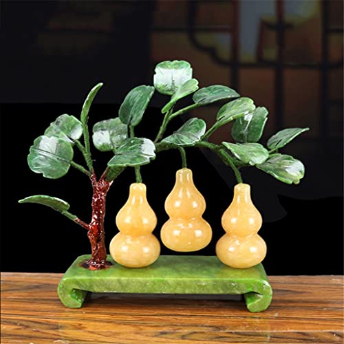 YXBDN Jade Fortune Feng Shui Gourd Potted Ornaments to Attract Wealth and Gather Wealth Living Room Wine Cabinet Decorations (Color : Gray, Size : 23 * 8 * 35cm)