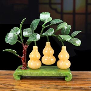 YXBDN Jade Fortune Feng Shui Gourd Potted Ornaments to Attract Wealth and Gather Wealth Living Room Wine Cabinet Decorations (Color : Gray, Size : 23 * 8 * 35cm)