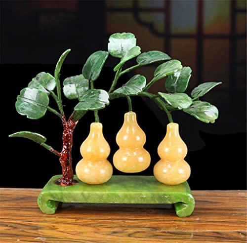YXBDN Jade Fortune Feng Shui Gourd Potted Ornaments to Attract Wealth and Gather Wealth Living Room Wine Cabinet Decorations (Color : Gray, Size : 23 * 8 * 35cm)