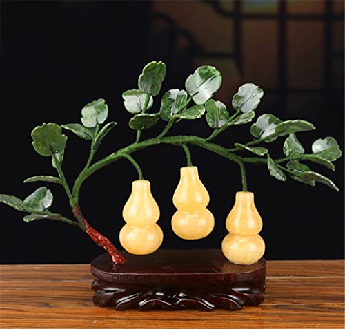 YXBDN Jade Fortune Feng Shui Gourd Potted Ornaments to Attract Wealth and Gather Wealth Living Room Wine Cabinet Decorations (Color : Gray, Size : 23 * 8 * 35cm)