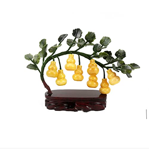 GENIGW Jade Fortune Feng Shui Gourd Potted Ornaments to Attract Wealth and Gather Wealth Living Room Wine Cabinet Decorations (Color : White-Patch Five-Pointed star4, Size : 23 * 8 * 35cm)