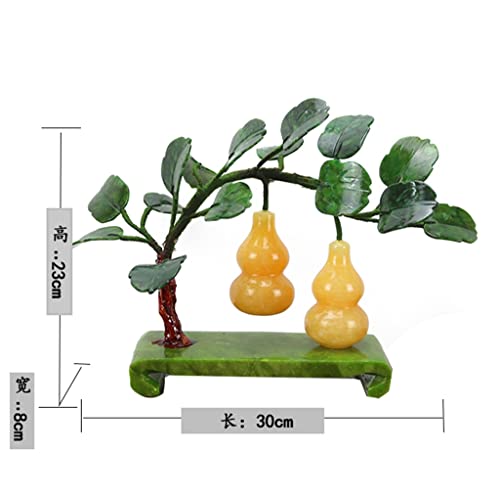 WXBDD Jade Fortune Feng Shui Gourd Potted Ornaments to Attract Wealth and Gather Wealth Living Room Wine Cabinet Decorations (Color : Gray, Size : 23 * 8 * 30cm)