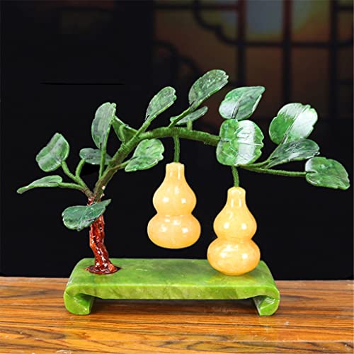 WYFDP Jade Fortune Feng Shui Gourd Potted Ornaments to Attract Wealth and Gather Wealth Living Room Wine Cabinet Decorations (Color : Gray, Size : 23 * 8 * 30cm)