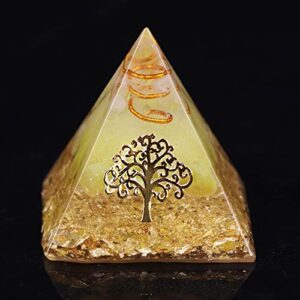 funnxgrsam crystal pyramids, healing stones,orgonite energy pyramid tree of life crystal gather wealth and bring good luck resin decorative craft jewelry 10cm style 1