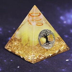 FUNNXGRSAM Crystal Pyramids, Healing Stones,Orgonite Energy Pyramid Tree of Life Crystal Gather Wealth and Bring Good Luck Resin Decorative Craft Jewelry 10CM Style 1