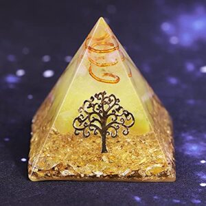 FUNNXGRSAM Crystal Pyramids, Healing Stones,Orgonite Energy Pyramid Tree of Life Crystal Gather Wealth and Bring Good Luck Resin Decorative Craft Jewelry 10CM Style 1