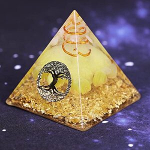 FUNNXGRSAM Crystal Pyramids, Healing Stones,Orgonite Energy Pyramid Tree of Life Crystal Gather Wealth and Bring Good Luck Resin Decorative Craft Jewelry 10CM Style 1