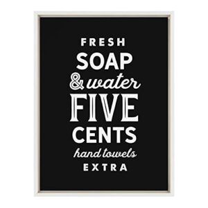 kate and laurel sylvie fresh soap black framed canvas wall art by maggie price of hunt and gather goods, 18×24 white, vintage sign art for wall