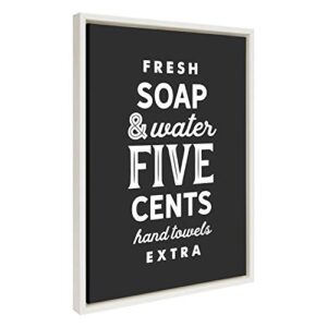 Kate and Laurel Sylvie Fresh Soap Black Framed Canvas Wall Art by Maggie Price of Hunt and Gather Goods, 18x24 White, Vintage Sign Art for Wall