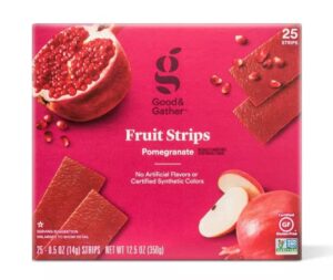 fruit strips fruit leathers healthy snack made with real fruit puree concentrate good and gather 25 strips (pomegranate)