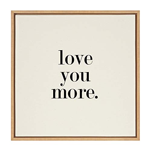 Kate and Laurel Sylvie Love You More Framed Linen Textured Canvas Wall Art by Maggie Price of Hunt and Gather Goods, 24x24 Natural, Adorable Romantic Art for Wall