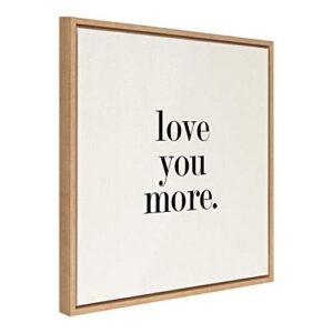 Kate and Laurel Sylvie Love You More Framed Linen Textured Canvas Wall Art by Maggie Price of Hunt and Gather Goods, 24x24 Natural, Adorable Romantic Art for Wall