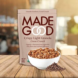 Made Good Crispy Light Granola NutFree Gluten Free, Allergy Friendly, USDA Certified Organic Ingredients, Vegan, NonGMO Nutrients from a Full Serving of Vegetables, Cocoa Crunch, 10 Ounce (Pack of 1)