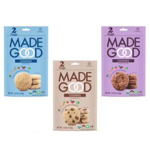 madegood cookies variety pack – vanilla, double chocolate & chocolate chip – gluten-free cookies – 6 pouches, 5 oz. each – recyclable packaging