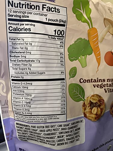 MadeGood Organic Granola Minis 24-Bag Organic Snack Variety Pack, Gluten Free Mon GMO Vegan Nut Free Individually Wrapped Snack Packs