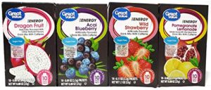 great value energy drink mix variety bundle, 0.88-1.13 oz box with 10 drink packets (pack of 4) includes 1-box blueberry acai + 1-box wild strawberry + 1-box dragon fruit + 1-box pomegranate lemonade