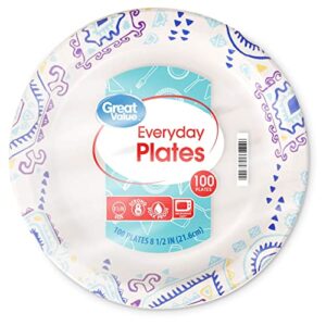 great value 8 5/8″ heavy duty premium party paper plates, 200 ct