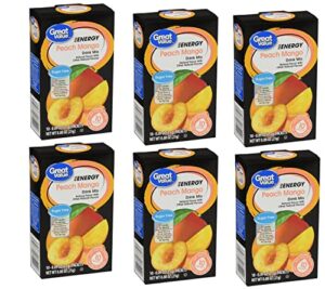 great value sugar free, low calorie energy peach mango drink mix (pack of 6)