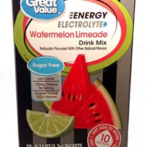 Great Value Sugar Free, Low Calorie ENERGY Watermelon Limeade Drink Mix (Pack of 6)