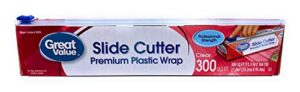 great value slide cutter plastic wrap, clear, 300 sq ft