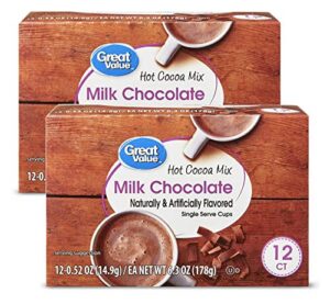 great value cappuccino coffee and hot drink single serve pods, 12 count (hot cocoa, pack of 2)