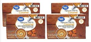 great value cappuccino coffee and hot drink single serve pods, 12 count (caramel cappuccino, pack of 4)
