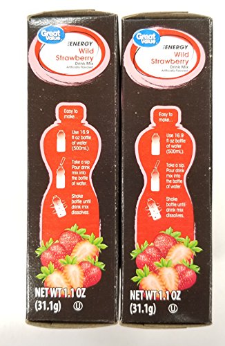 Great Value Sugar Free, Low Calorie ENERGY Wild Strawberry Drink Mix (Pack of 2)
