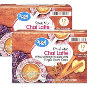 Great Value Cappuccino Coffee and Hot Drink Single Serve Pods, 12 Count (Chai Latte, Pack of 2)