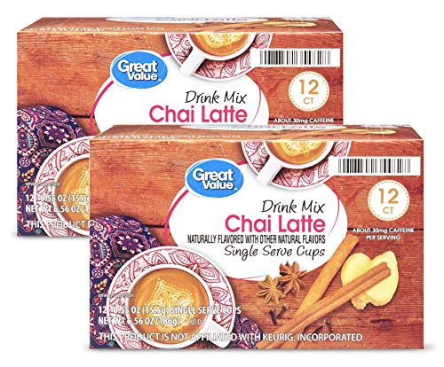 Great Value Cappuccino Coffee and Hot Drink Single Serve Pods, 12 Count (Chai Latte, Pack of 2)