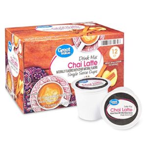 Great Value Cappuccino Coffee and Hot Drink Single Serve Pods, 12 Count (Chai Latte, Pack of 2)