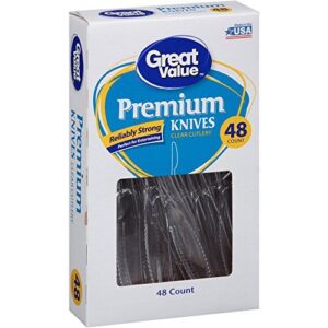 reliably strong great value premium disposable clear plastic knives, 48 ct