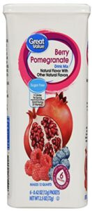 great value berry pomegranate drink mix, 6 count per pack, 2.5 oz (pack of 2)