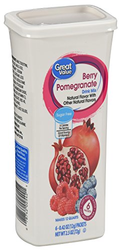 Great Value Berry Pomegranate Drink Mix, 6 Count per pack, 2.5 Oz (Pack of 2)