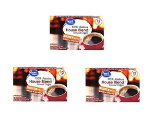 great value house blend ground coffee single serve cups, medium roast, 5.08 oz, 12 count – (pack of 3)