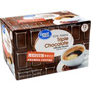 triple chocolate coffee single serve cups, medium roast, 12 count,pack of 3