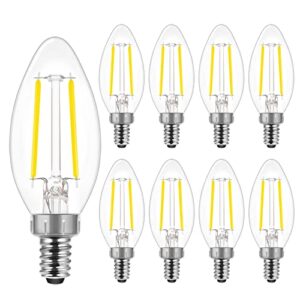 energetic smarter lighting led candelabra light bulbs b10, daylight 5000k, e12 base, 60 watt equivalent chandelier led edison bulbs, dimmable, 8 pack