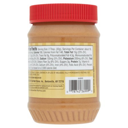 Great Value Creamy Peanut Butter, 18 oz