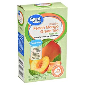 great value metabolism peach mango green tea drink mix, 10ct (pack of 2)