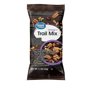 Great Value Omega-3 Trail Mix, 1.5 oz, 8 Count Snack Pouches (Pack of 3)