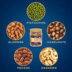 PLANTERS Deluxe Mixed Nuts with Sea Salt, 27 oz. Resealable Container - Variety Mixed Nuts Snacks with Cashews, Almonds, Pecans, Pistachios & Hazelnuts - Energy Boost - Kosher