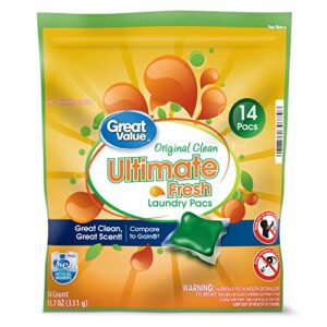 great value ultimate fresh laundry pacs, original clean, 11.7 oz (pack of 2)