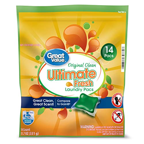 Great Value Ultimate Fresh Laundry Pacs, Original Clean, 11.7 oz (Pack of 2)