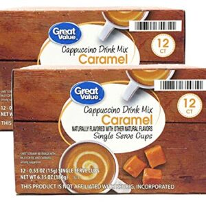 Great Value Cappuccino Coffee and Hot Drink Single Serve Pods, 12 Count (Caramel Cappuccino, Pack of 2)